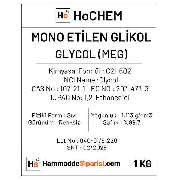 Mono Etilen Glikol | (MEG) | 107-21-1 1 mono-etilen-glikol-etiket