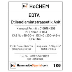 EDTA | Etilendiamintetraasetik Asit 3 EDTA Etiket