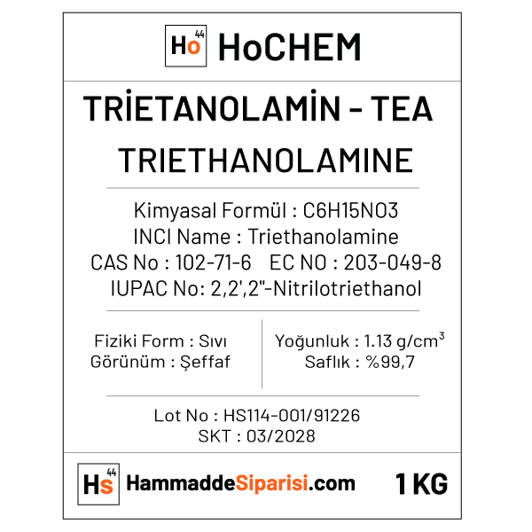 Trietanolamin | Triethanolamine | TEA 2 Trietanolamin, TEA, Triethanolamine