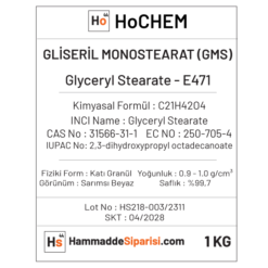 Gliserin Monostearat Etiket Bilgileri