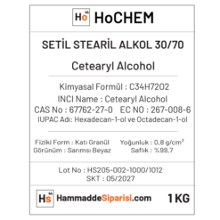 Setil Stearil Alkol 1kg etiket bilgileri