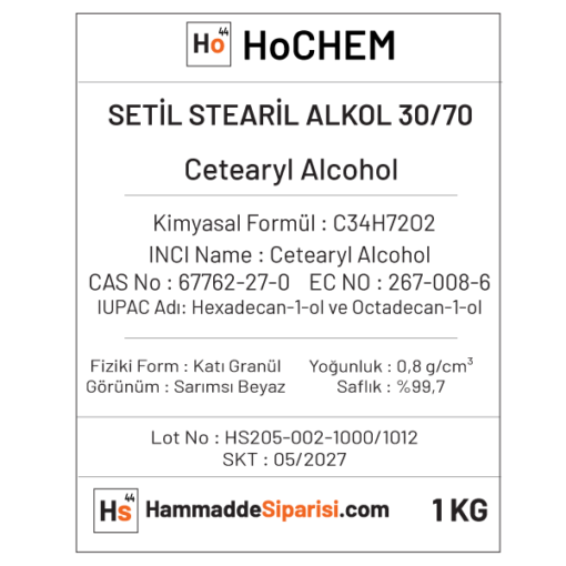 Setil Stearil Alkol 30/70 | Cetearyl Alcohol 30/70 - Görsel 3