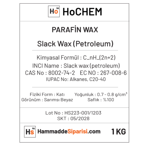 parafin wax 1 kg ürün etkieti